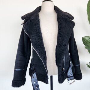 Zara Suede Moto Jacket in black